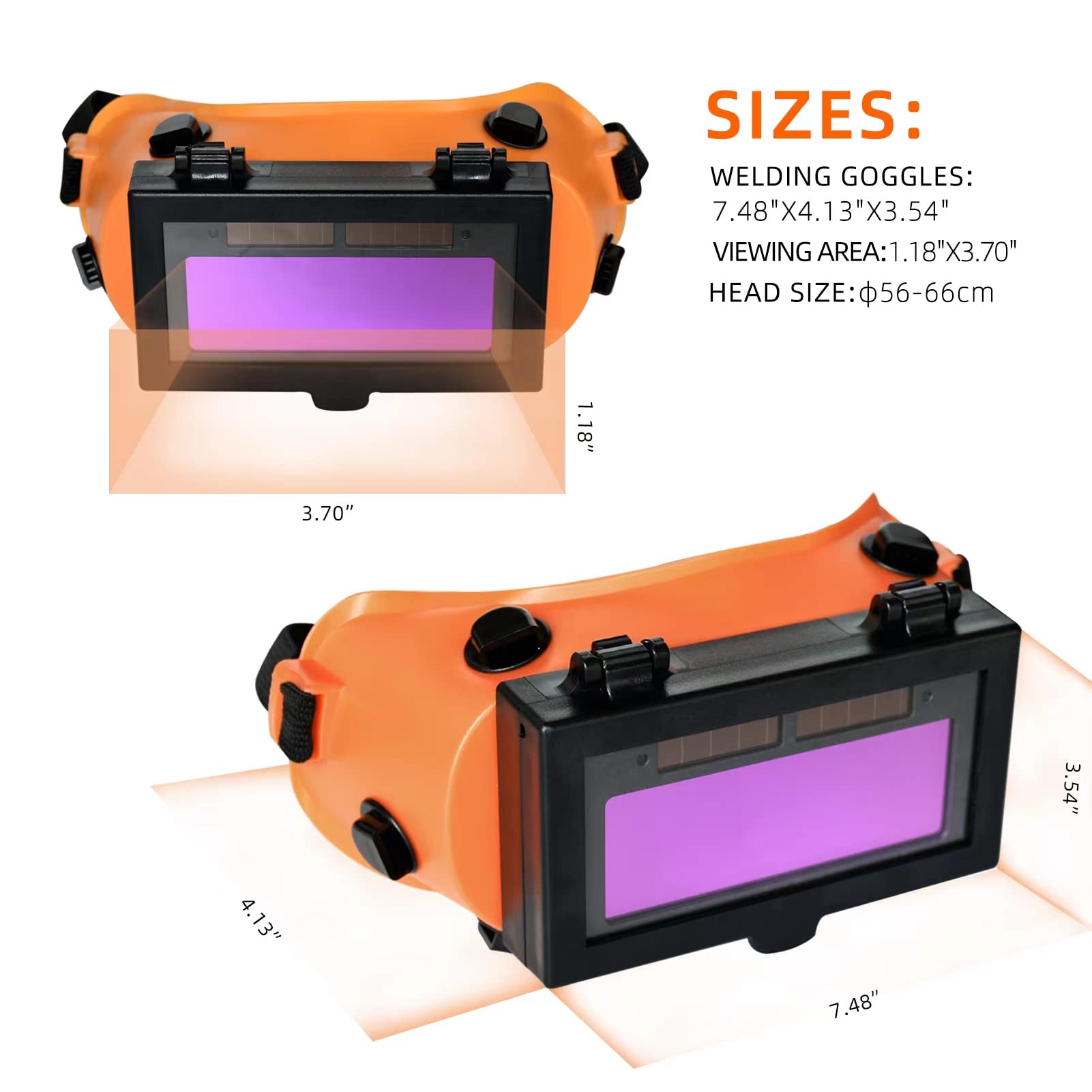 ATEMLEH Welding Goggles Auto Darkening with Flip Up Lens, Solar Welder Goggles Welding Eye Mask with 2 Sensors for TIG MIG MMA Plasma (Orange)