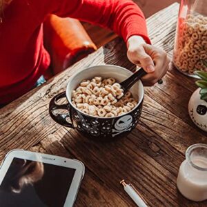 Disney The Nightmare Before Christmas Cross Bones Ceramic Soup Mug Bowl With Spoon | Holds 24 Ounces