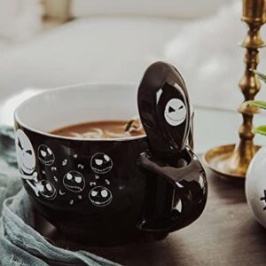 Disney The Nightmare Before Christmas Cross Bones Ceramic Soup Mug Bowl With Spoon | Holds 24 Ounces