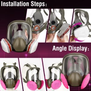 Full Face Respirator Mask - Organic Vapor Gas Mask for Painting, Sanding, Welding, Polishing, Perfect for Cutting, Paint Work