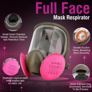 Full Face Respirator Mask - Organic Vapor Gas Mask for Painting, Sanding, Welding, Polishing, Perfect for Cutting, Paint Work