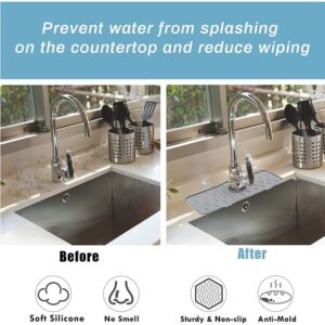 Sink Splash Guard, Silicone Faucet Absorbent Mat, Protector for Kitchen and Bathroom Sink, Faucet Handle Drip Catcher Tray, Drying Pad