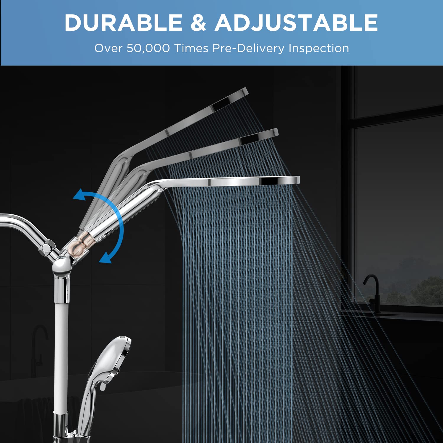 MakeFit 21-mode Dual Handheld Shower Head Combo, Upgraded 2-in-1 Rain Shower Heads System 8 Inch Rainfall Shower Head and 10 Modes High Pressure Hand Held Showerhead with Built-in Power Wash