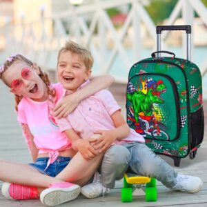 UFNDC Kids Luggage for Boys, Dinosuar Suitcase Rolling with Wheels，Travel Carry on for Children Toddler Elementary