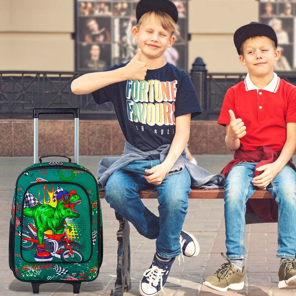 UFNDC Kids Luggage for Boys, Dinosuar Suitcase Rolling with Wheels，Travel Carry on for Children Toddler Elementary