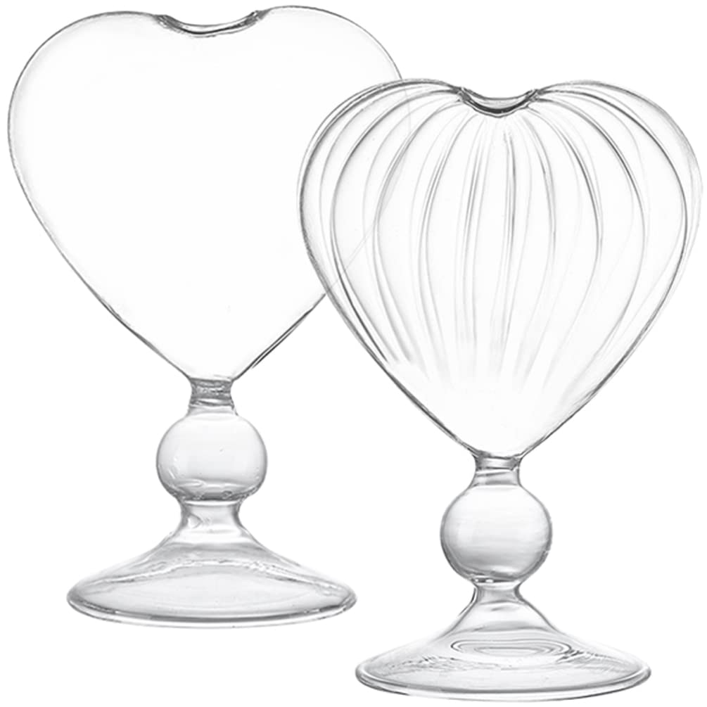 Cabilock 2pcs Cocktail Glasses Unique Wine Glasses Heart-shaped Romantic Juice Goblets