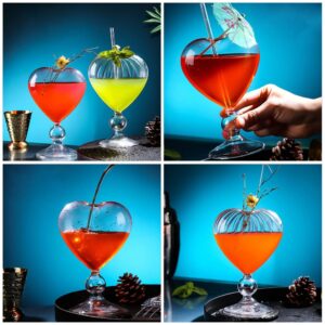 Cabilock 2pcs Cocktail Glasses Unique Wine Glasses Heart-shaped Romantic Juice Goblets