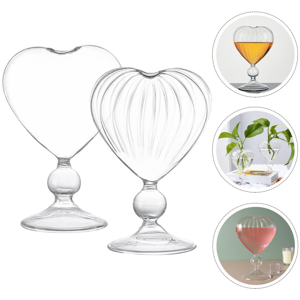 Cabilock 2pcs Cocktail Glasses Unique Wine Glasses Heart-shaped Romantic Juice Goblets