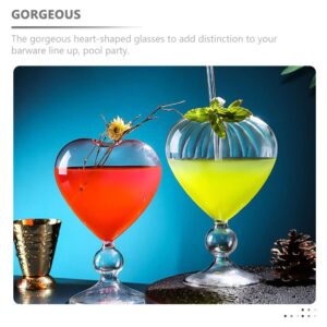 Cabilock 2pcs Cocktail Glasses Unique Wine Glasses Heart-shaped Romantic Juice Goblets