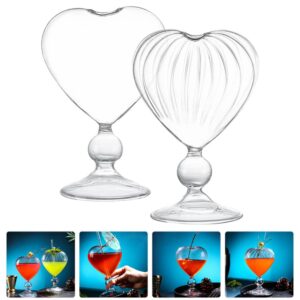 Cabilock 2pcs Cocktail Glasses Unique Wine Glasses Heart-shaped Romantic Juice Goblets