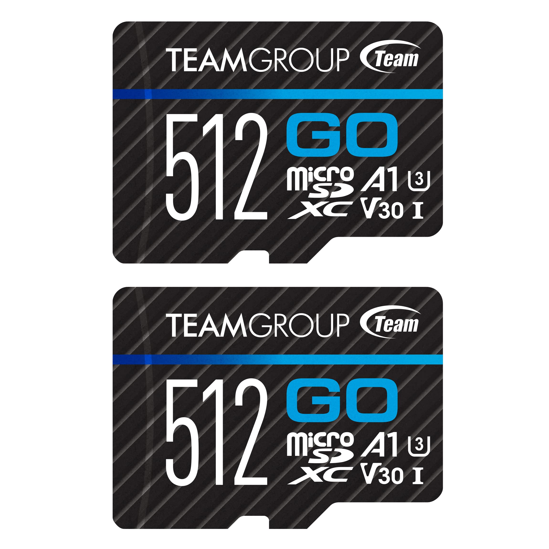 TEAMGROUP GO Card 512GB 2 Pack Micro SDXC UHS-I U3 V30 4K, R/W up to 100/90 MB/s for GoPro & Drone & Action Cameras High Speed Flash Memory Card with Adapter for 4K Shooting TGUSDX512GU364