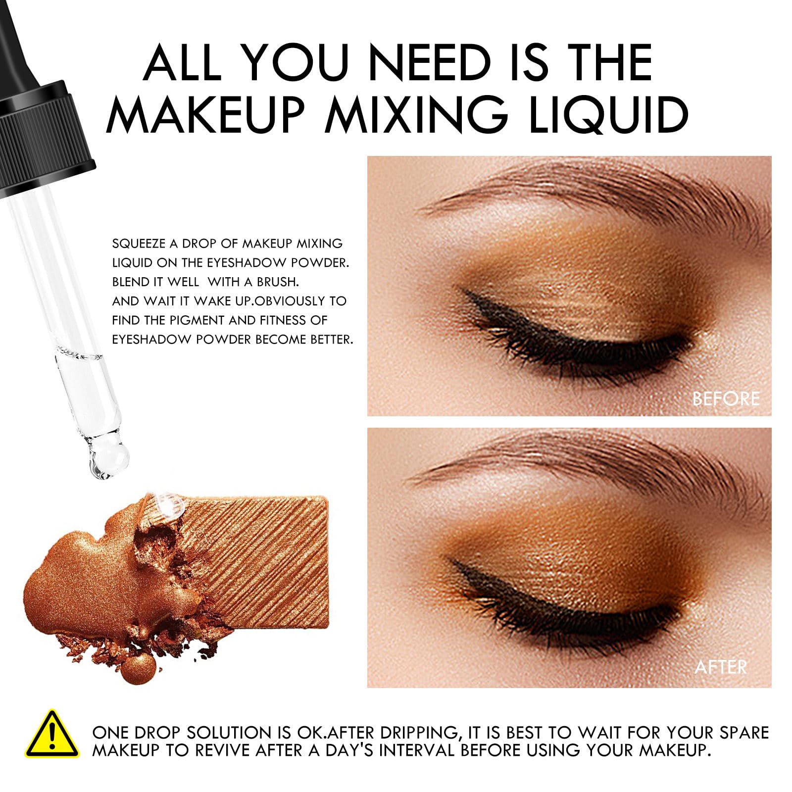 FREEORR 2 Pcs Makeup Mixing Liquid, Turn Eyeshadow into Eyeliner, Prolong Makeup Pigment & Durability, Transparent Make-up Mixing Liquid Drops,Moisturizing Eyeshadow Sealant 10ml*2