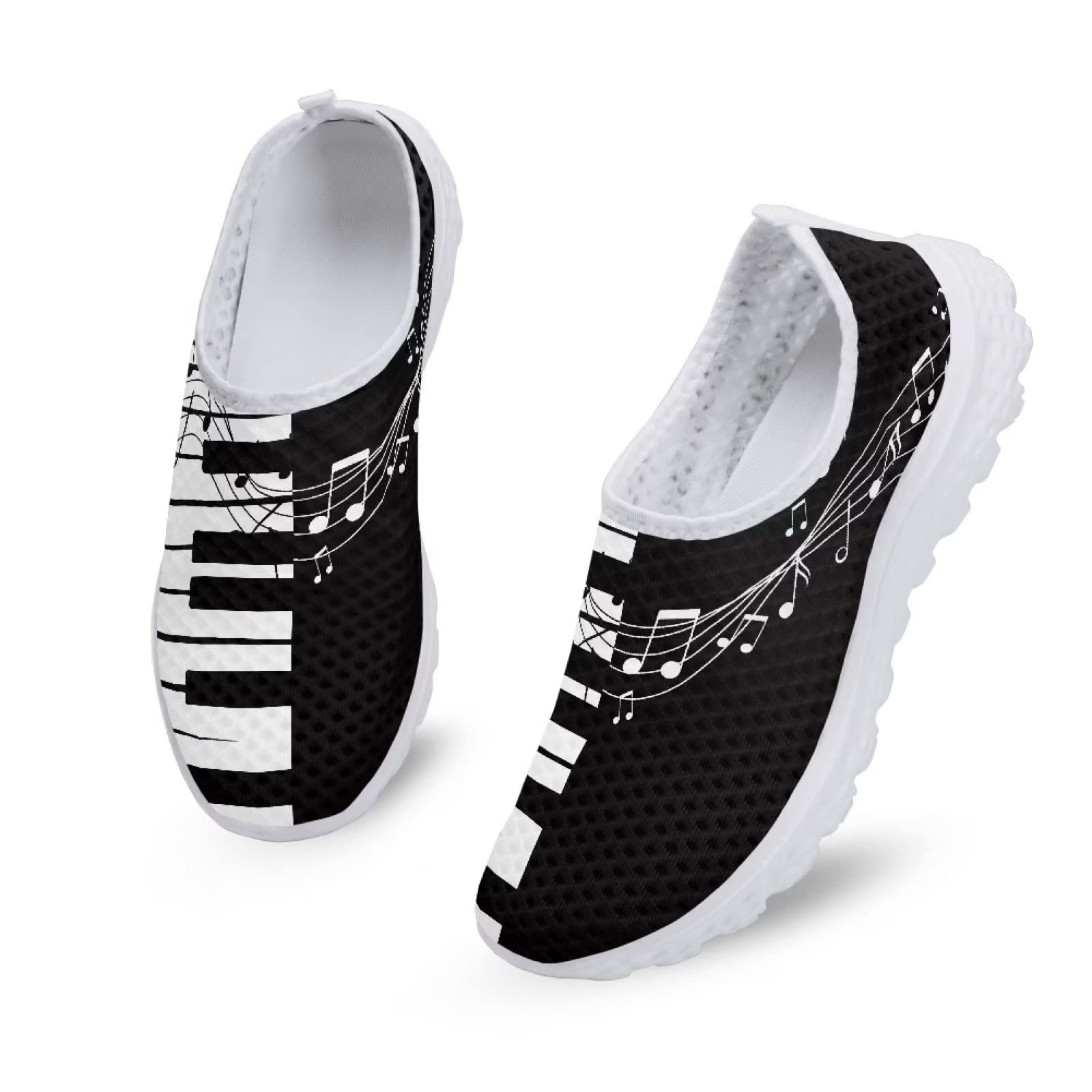 KEIAHUAN Piano Musical Note Print Womens Running Shoes Breathable Lightweight Training Shoes Athletic Sneakers Non-Slip Tennis Shoes