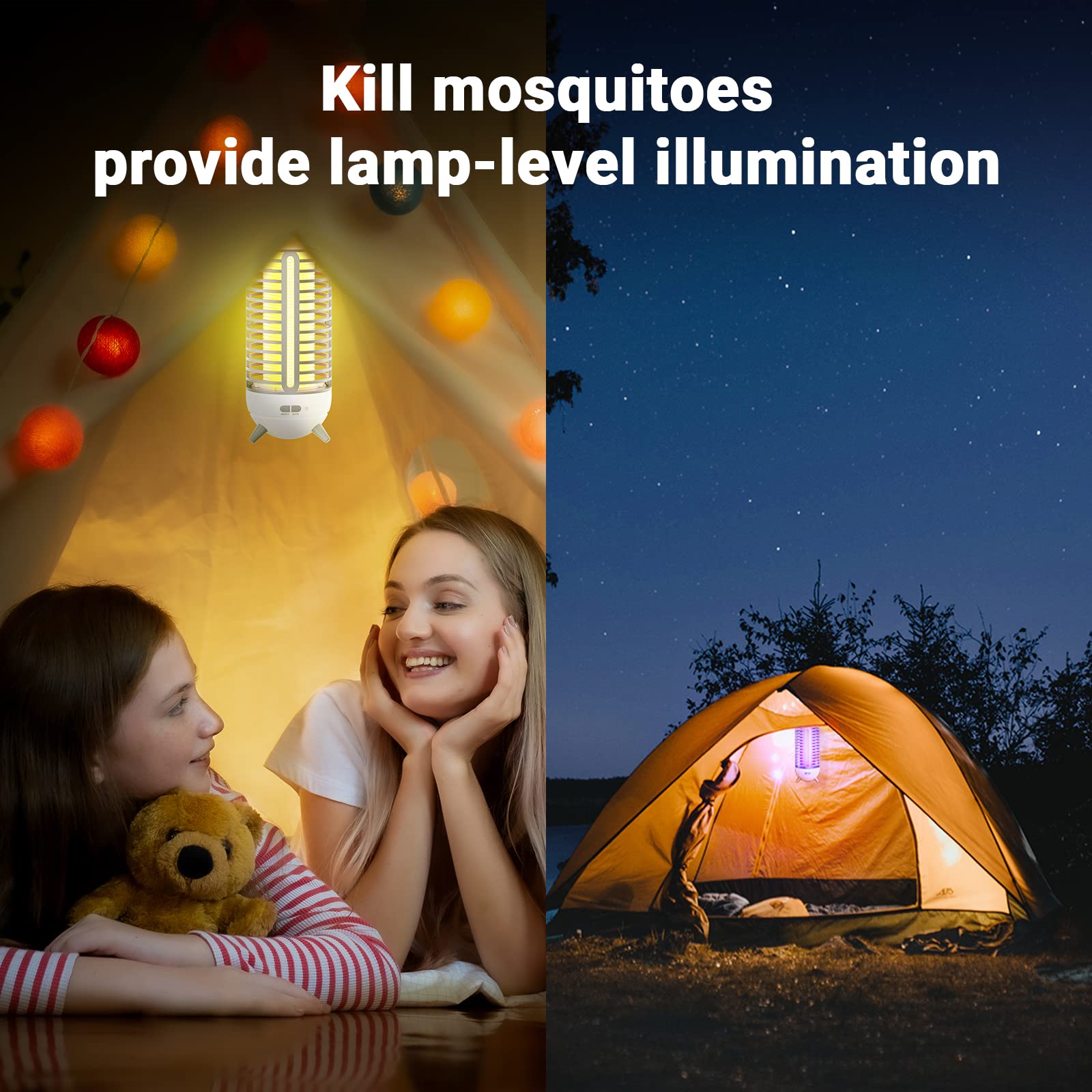 stafi Bug Zapper Outdoor Wireless Mosquito Zapper Indoor Portable Camping Bug Zapper 2500mAh Electric Trap Ideal for Fly Traps (White)