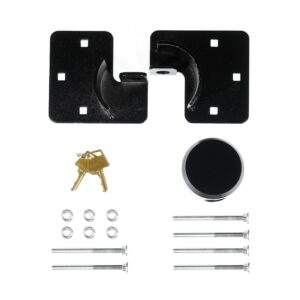 IRONWALLS Black Hidden Shackle Padlock 2 Pack, 73mm/2-7/8” Puck Lock Keyed Different with Hasp, 4pcs Keys & Fixing Screws, Heavy Duty Steel Padlocks for Doors, Trucks, Gates, Trailer