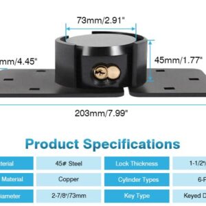 IRONWALLS Black Hidden Shackle Padlock 2 Pack, 73mm/2-7/8” Puck Lock Keyed Different with Hasp, 4pcs Keys & Fixing Screws, Heavy Duty Steel Padlocks for Doors, Trucks, Gates, Trailer