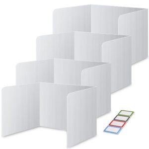 4-pack classroom privacy shields for student desks - easy to clean plastic desk divider folder study carrel sneeze guard for student testing dividers boards