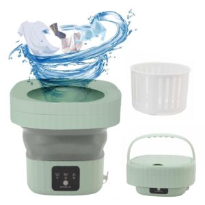 septpenta 6l portable mini washing machine with drain valve, foldable design, even washing speed, sock washer for apartment, camping, travel, underwear, baby(green usa)