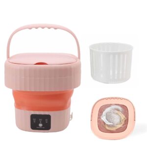 septpenta 6l portable mini washing machine with drain valve, foldable design, even washing speed, sock washer for apartment, camping, travel, underwear, baby(pink usa)