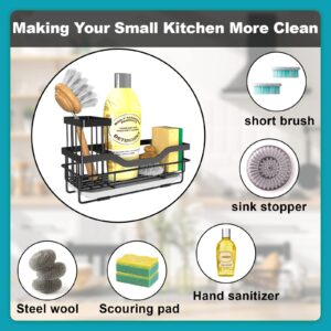 Sponge Holder for Kitchen Caddy Sink Organizer, Multifunctional Rustproof Dish Soap Sponge Caddy for Kitchen Sink Counter with Detachable Brush Holder & Drain Tray - Storage Kitchen & Home Accessories