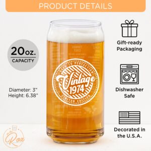 51st Birthday Gifts For Men - Birthday Beer Gifts 20 Ounce 2-Sided Beer Can Glass (1 Count) - Vintage Glass for a 51 Year Old - Funny Glass Gift for His or Her 51st Birthday - Anniversary Party (1973)