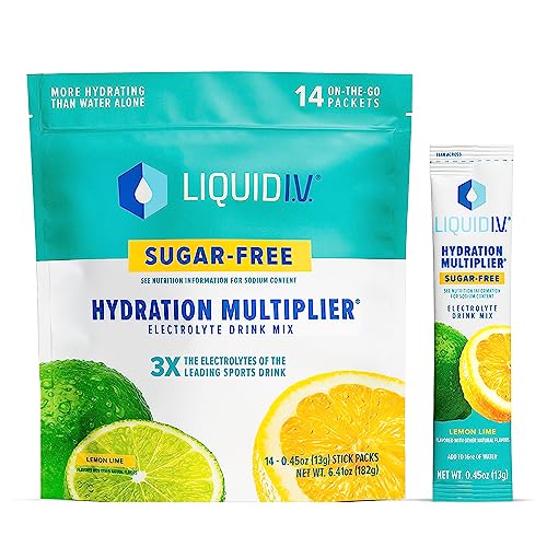 Liquid I.V.® Hydration Multiplier® Sugar-Free - Lemon Lime - Hydration Powder Packets | Electrolyte Powder Drink Mix | Convenient Single-Serving Sticks | Non-GMO | 1 Pack (14 Servings)