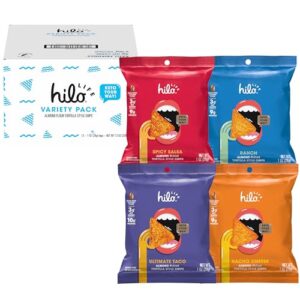 hilo life low carb keto friendly tortilla chip snack bags, variety pack, 1 ounce (pack of 12)