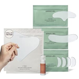 dermaclara cheek to cheek bundle - multi-size reusable, medical grade silicone patches + cleanser kit - minimize look of scars, stretch marks, wrinkles, & cellulite - natural & cruelty-free - 8ct.