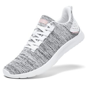 aleader women's energycloud tennis shoes lightweight running shoes fashion walking sneakers, light gray white pink, 8 us