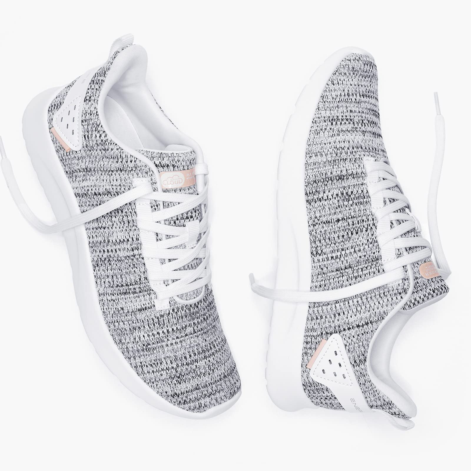 ALEADER Women's Energycloud Tennis Shoes Lightweight Running Shoes Fashion Walking Sneakers, Light Gray White Pink, 8 US