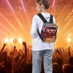 MAY TREE Small Clear Backpack Stadium Approved for Women Clear Bag for Stadium Events Concert Sporting, Black