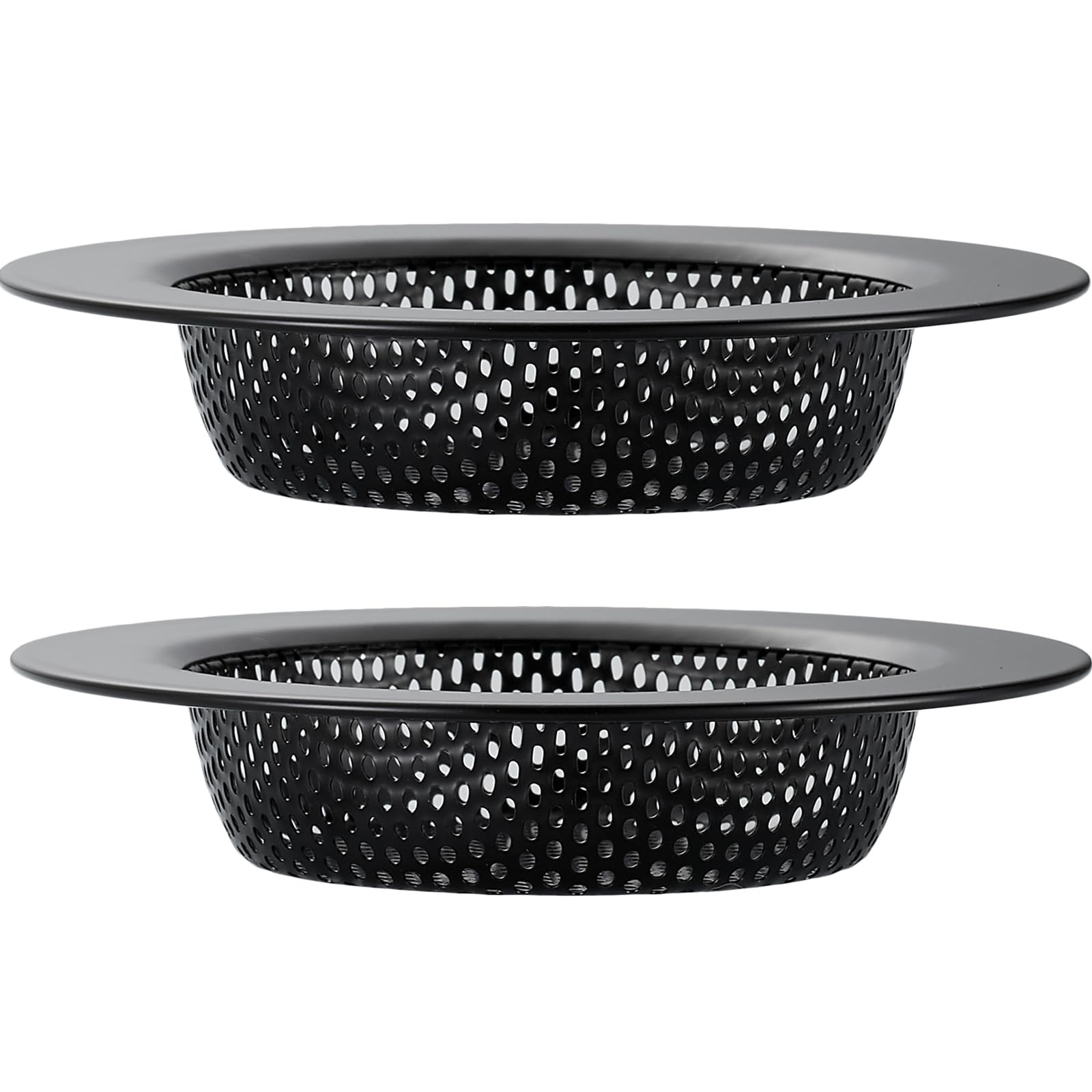 LASSHSWA Matte Black Kitchen Sink Strainer Stainless Steel, Kitchen Sink Drain Strainer, Sink Strainers with Large Wide Rim 4.5" Diameter for Kitchen Sinks (NO Bump - Avoid Paint Peeling)