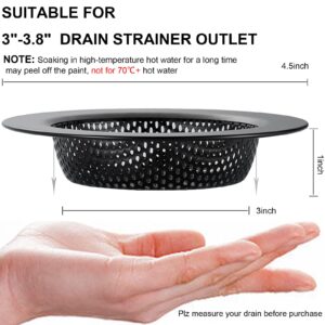 LASSHSWA Matte Black Kitchen Sink Strainer Stainless Steel, Kitchen Sink Drain Strainer, Sink Strainers with Large Wide Rim 4.5" Diameter for Kitchen Sinks (NO Bump - Avoid Paint Peeling)