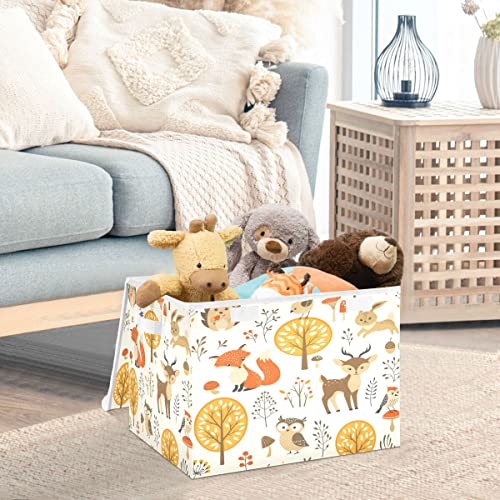 Storage Bins with Lids Foldable Storage Baskets Storage Cubes Collapsible Closet Organizer Containers with Cover Forest Animals for Home Office Organizer Closet, Shelves, Toy, Nursery