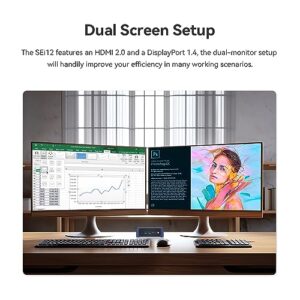 Beelink SEI12 Mini PC with Intel Core i5-12450H(8C/12T), 16GB DDR4, 500GB NVMe M.2 SSD, Dual Display 4K@60Hz Output, WiFi 6, Bluetooth 5.2 W-11 Mini Desktop Computer