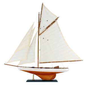 nautimall 25" wooden sailboat model classic columbia america's cup ship nautical yacht sailboat decor