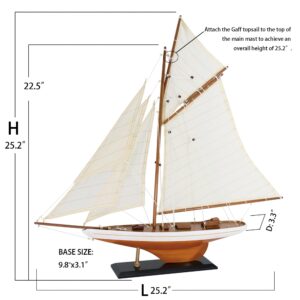 NAUTIMALL 25" Wooden Sailboat Model Classic Columbia America's Cup Ship Nautical Yacht Sailboat Decor