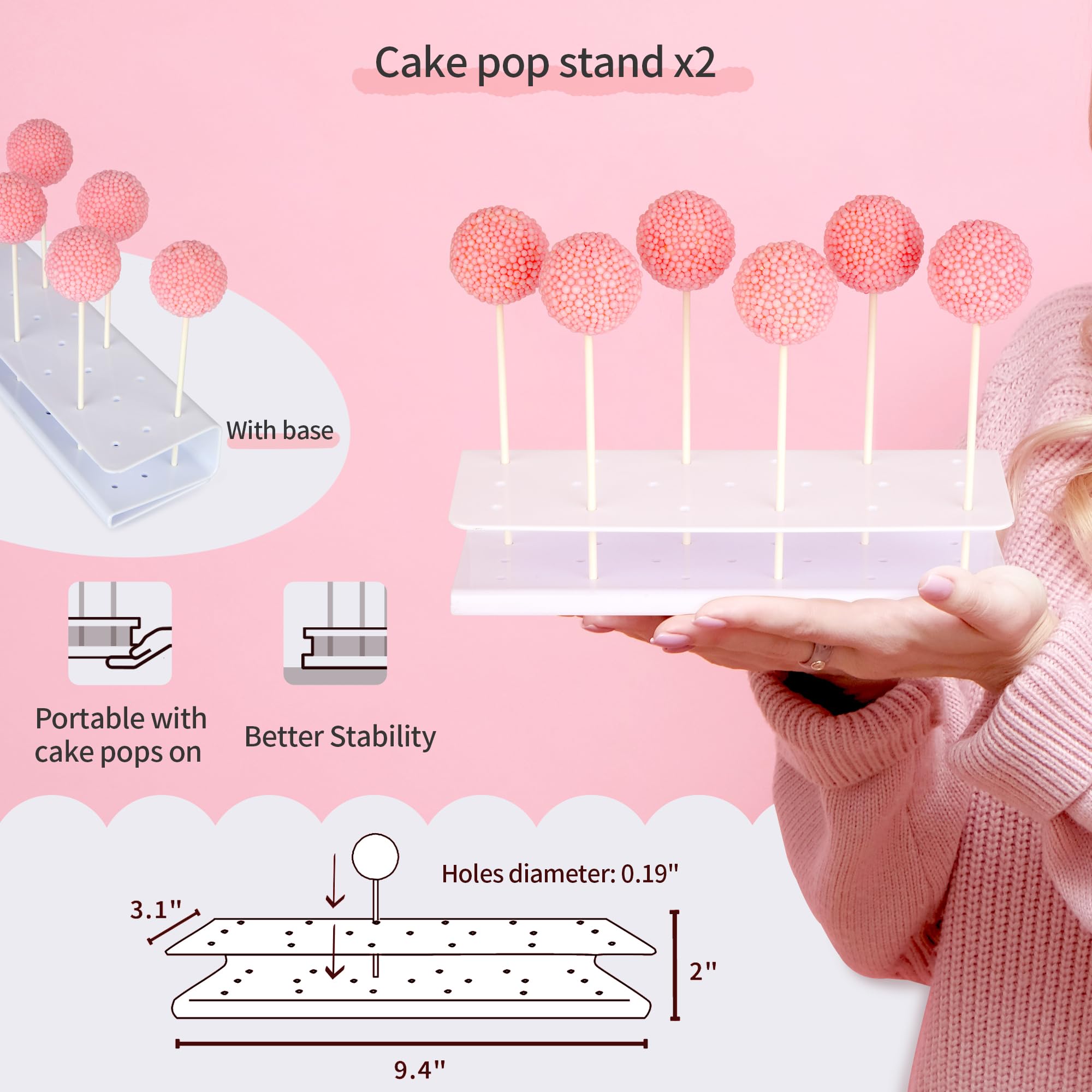 Pack of 10 NWK Cake Stand, Cupcake Stand, with 2X Large 2-Tier Cupcake Stands + 2X Large 3-Tier Cupcake Stands + 4 x Appetizer Trays +2 x Cake Pop Stands Perfect for Birthday Baby Shower Party