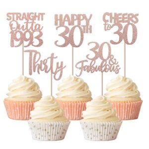 rsstarxi 30 pack 60th birthday cupcake toppers glitter straight outta 1963 cupcake picks sixty cheers to 60 cupcake topper for happy 60th birthday wedding anniversary party cake decorations rose gold