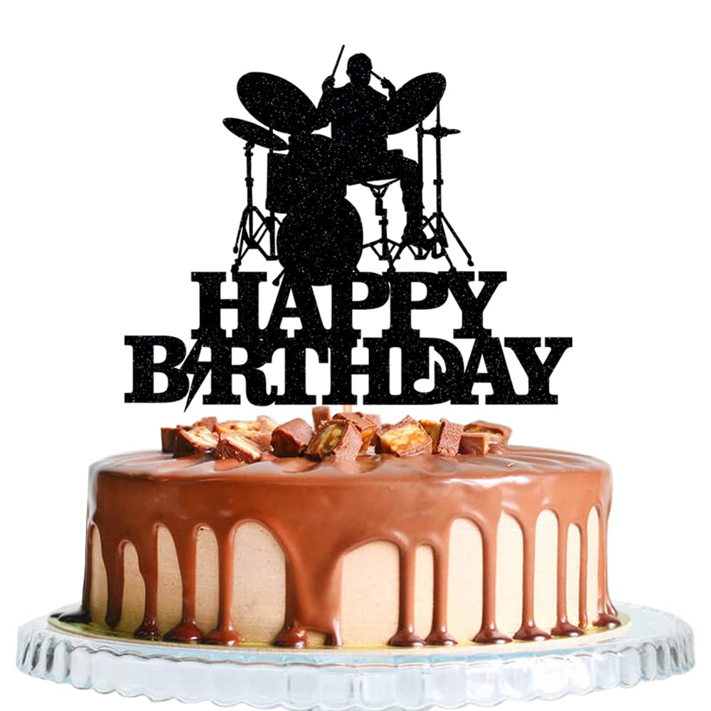 WRACKKIAR Drum kit Happy Birthday Cake Topper-Drum Set Cake Topper for Music Theme Party for Rock Roll Drummer Party Decor