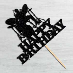 WRACKKIAR Drum kit Happy Birthday Cake Topper-Drum Set Cake Topper for Music Theme Party for Rock Roll Drummer Party Decor