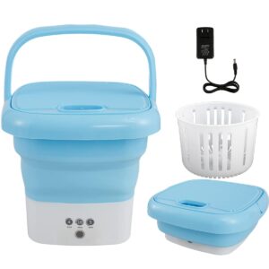 portable washing machine, mini folding washer and dryer combo,with small foldable drain basket for underwear, socks, baby clothes, travel, camping, rv, dorm, apartment (blue)