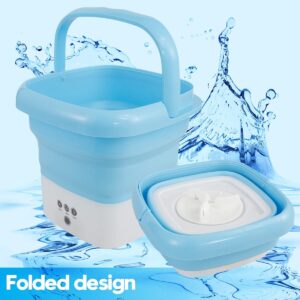 Portable Washing Machine, Mini Folding Washer and Dryer Combo,with Small Foldable Drain Basket for Underwear, Socks, Baby Clothes, Travel, Camping, RV, Dorm, Apartment (BLUE)