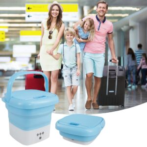 Portable Washing Machine, Mini Folding Washer and Dryer Combo,with Small Foldable Drain Basket for Underwear, Socks, Baby Clothes, Travel, Camping, RV, Dorm, Apartment (BLUE)