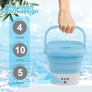 Portable Washing Machine, Mini Folding Washer and Dryer Combo,with Small Foldable Drain Basket for Underwear, Socks, Baby Clothes, Travel, Camping, RV, Dorm, Apartment (BLUE)