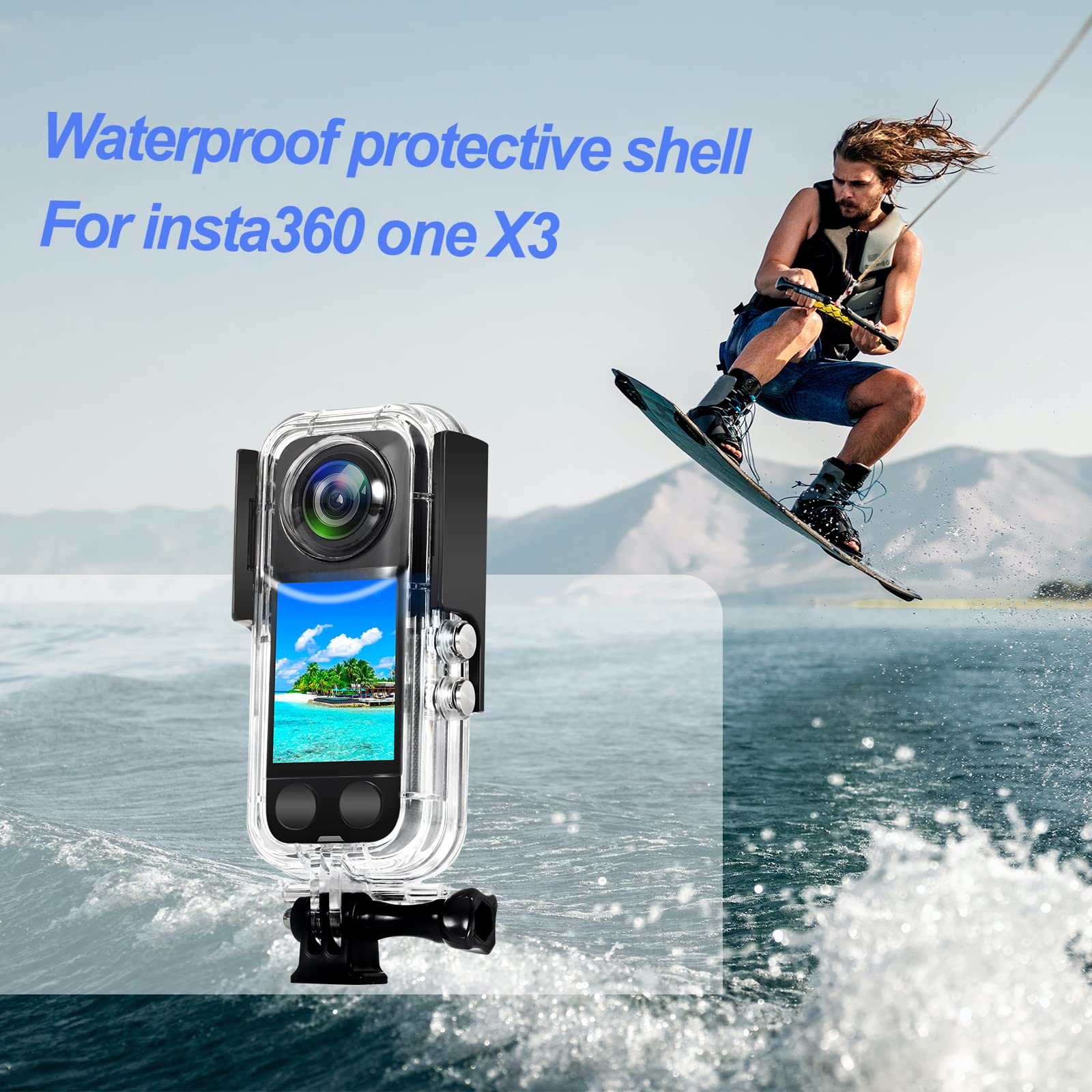 Waterproof Case for Insta 360 one X3 Action Camera, Underwater Diving Protective Housing 40M with Bracket Accessories
