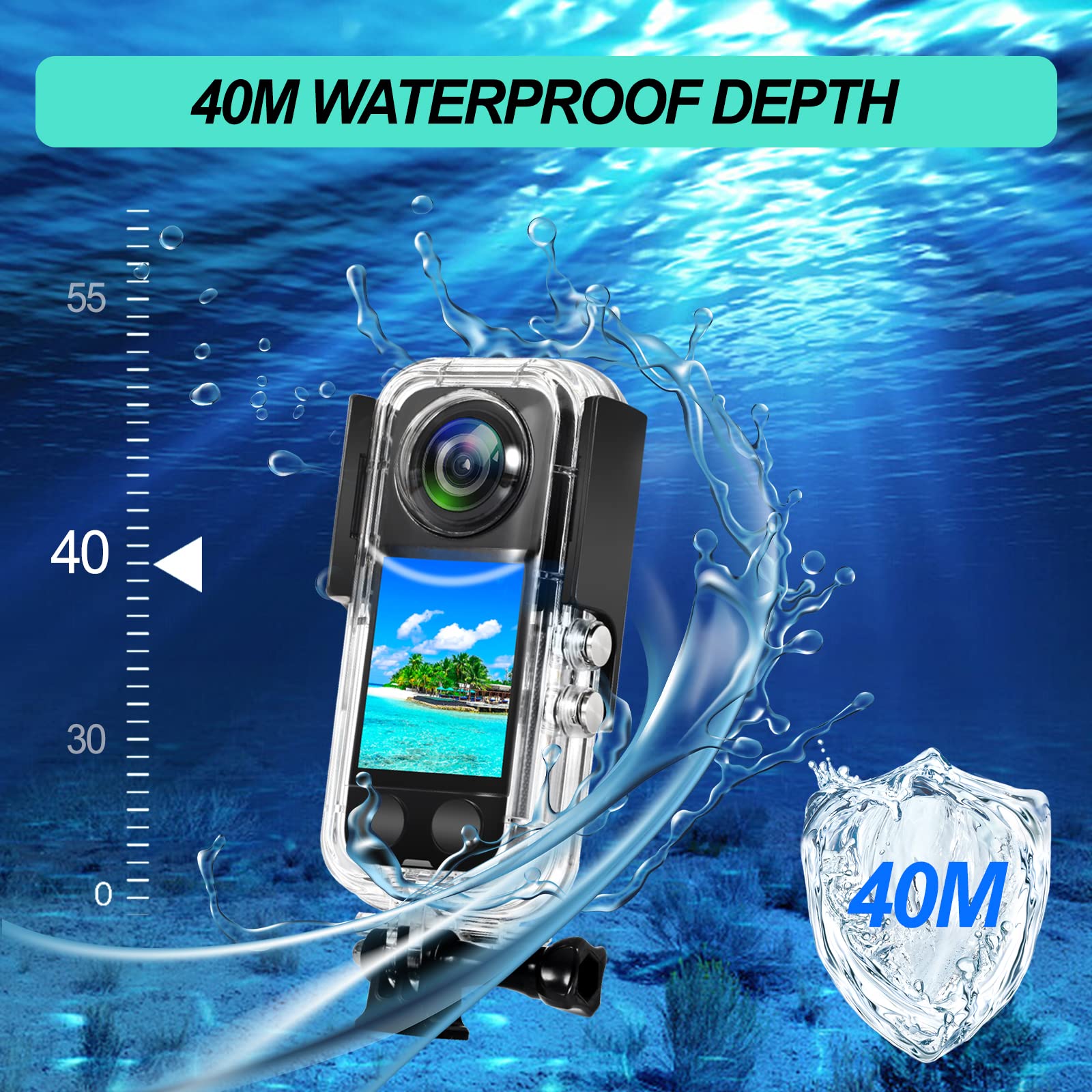 Waterproof Case for Insta 360 one X3 Action Camera, Underwater Diving Protective Housing 40M with Bracket Accessories