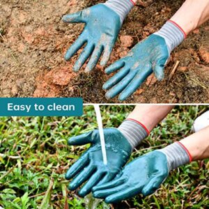 TOBEHIGHER Gardening Gloves - Gardening Gloves for Men and Women 6 Pair, Breathable Rubber Garden Gloves, Outdoor Protective Working Gloves for Raking, Weeding, Digging and Pruning
