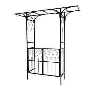 moofar metal garden arch with double gate heavy-duty arbor trellis arbour archway for climbing plants support rack, outdoor lawn backyard patio decoration, matte black 79.5''l x 82.7''h