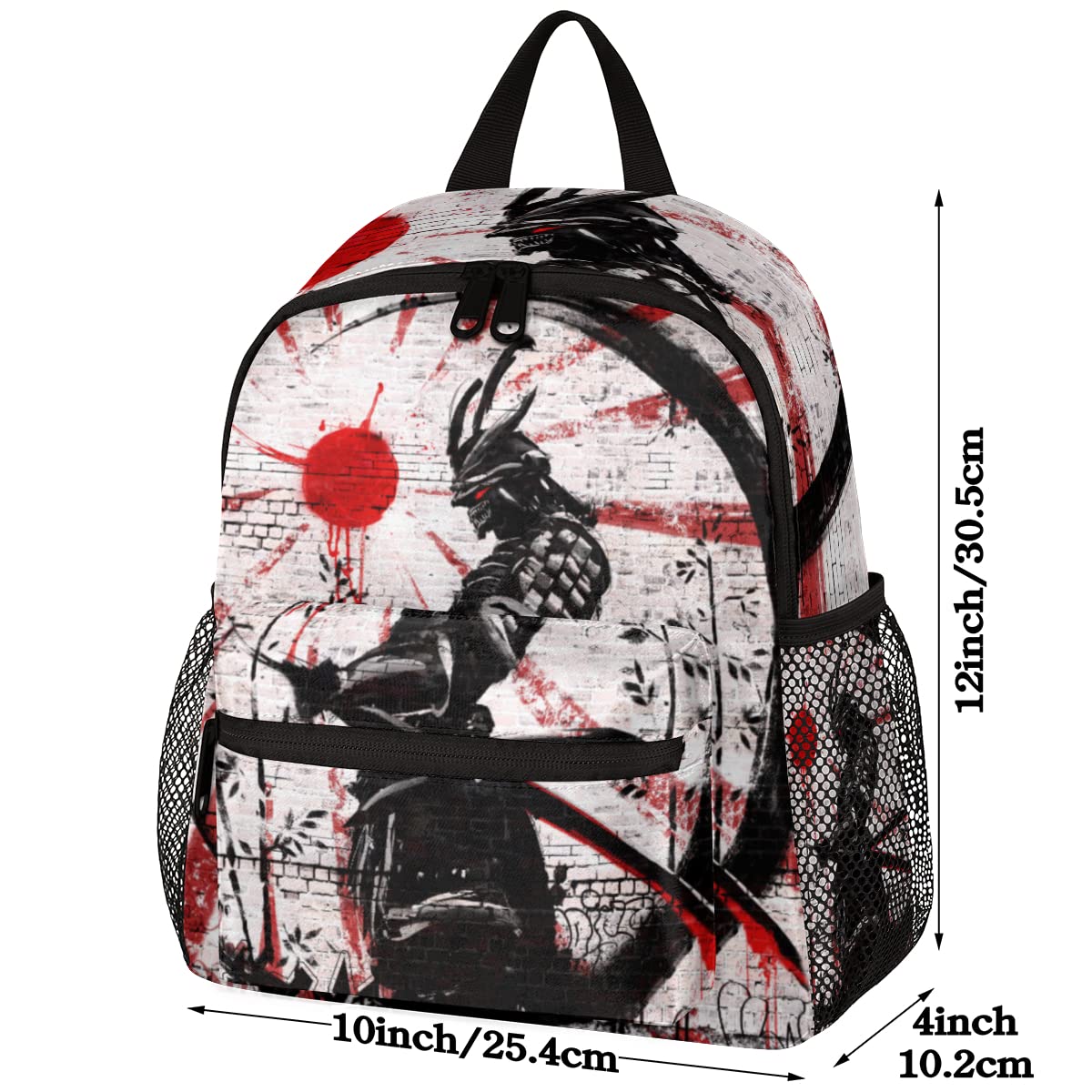 TropicalLife Japanese Samurai Bushido Kids Backpack for School Boys and Girls Vintage Japanese Flag Kindergarten Preschool School Bag with Chest Strap for Back to School